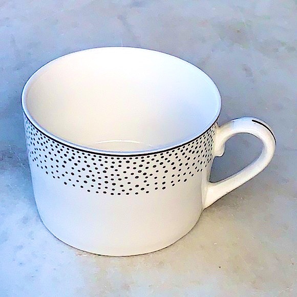 GRACES TEAWARE SILVER METALLIC MICRO DOTS FLAT CUP SAUCER SET NEW PORCELAIN - Picture 8 of 10